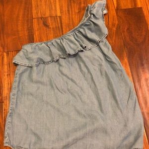 One Should Jean Ruffle Shirt